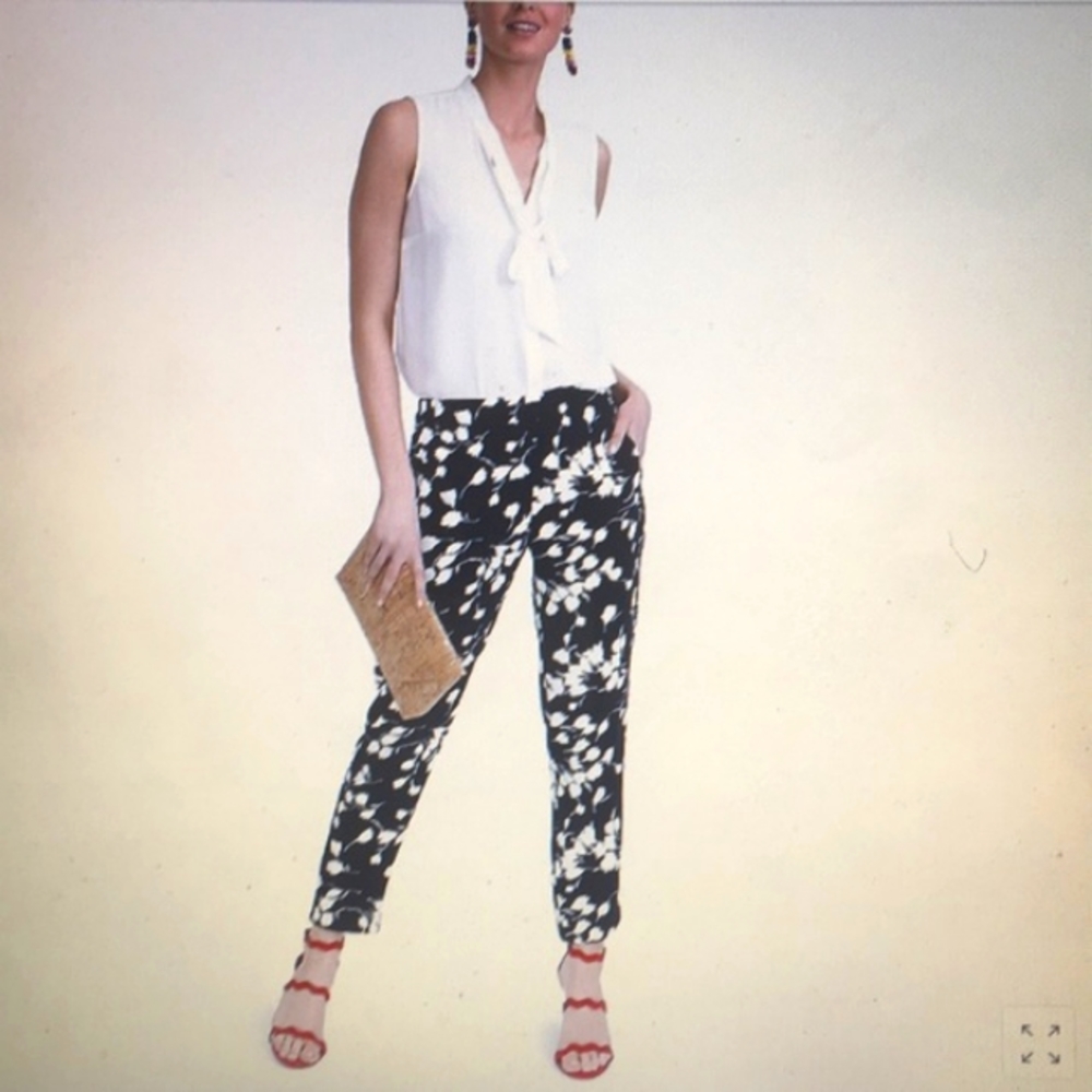J. Crew Floral Print Stretch Pants Si…